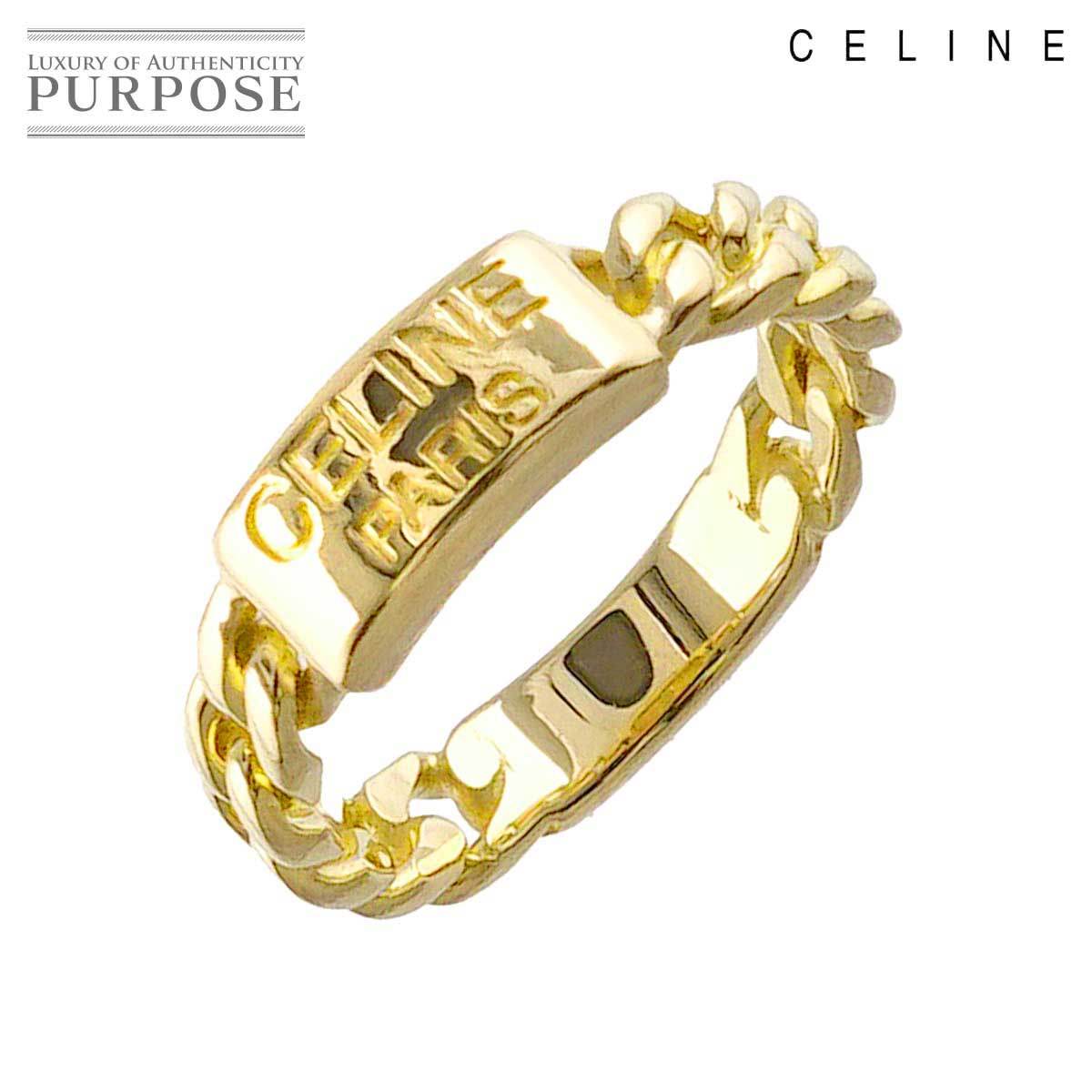 セリーヌ CELINE ロゴ 11.5号 リング K18 YG イエローゴールド 750 指輪 Logo Ring 90210806
