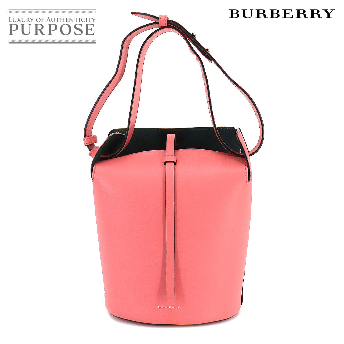新品同様 バーバリー BURBERRY ショルダー バッグ レザー ピンク シルバー 金具 Shoulder Bag 90215385