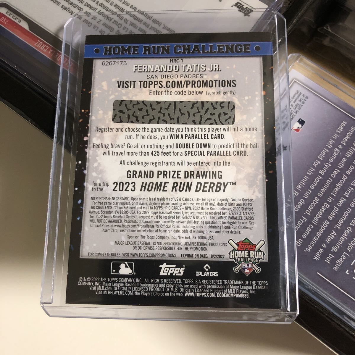 2022 Topps Fernando Tatis Jr. #HRC-1 Home Run Challenge Code Cards Padresの画像3