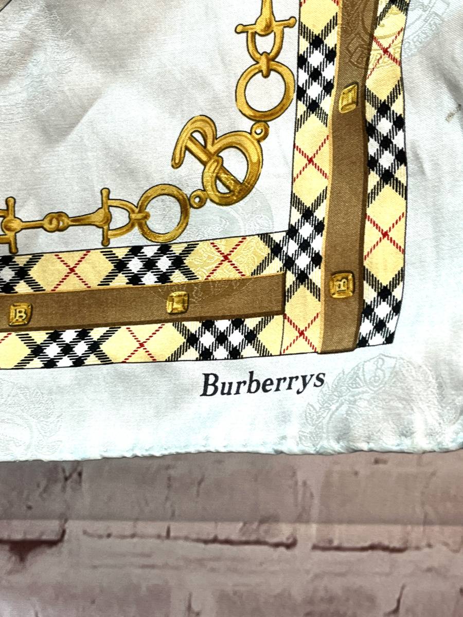 BERBERRYS　バーバリー　スカーフ　ストール　チェック　ライトグレー　チェーン　58×58_画像2