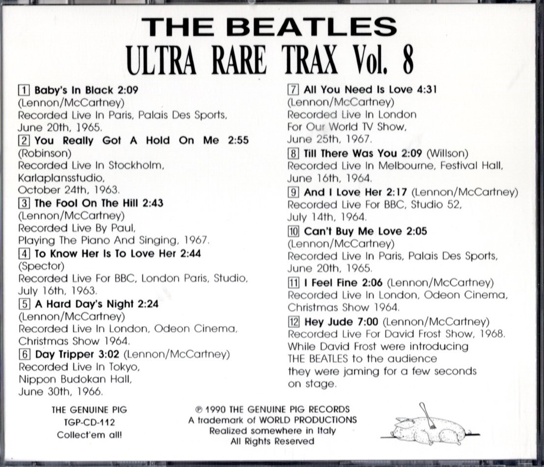 CD【ULTRA RARE TRAX Vol.8 (1990年製）】Beatles ビートルズ_画像2