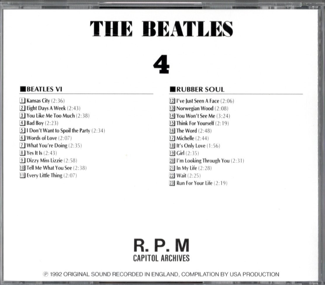 1CD【BEATLES IV / RUBBER SOUL (2 in 1) 1992年製】Beatles ビートルズ_画像2