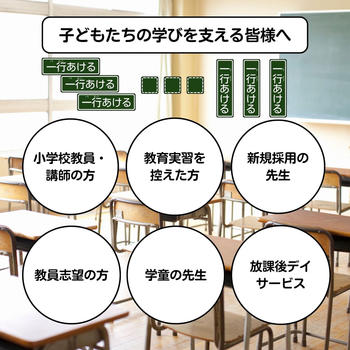 UD黒板色掲示用ラミネートシート9枚セット（一行あけるくん&１マスあけるくん）　教師用教材　小学校全科　黒板掲示　見やすい授業に