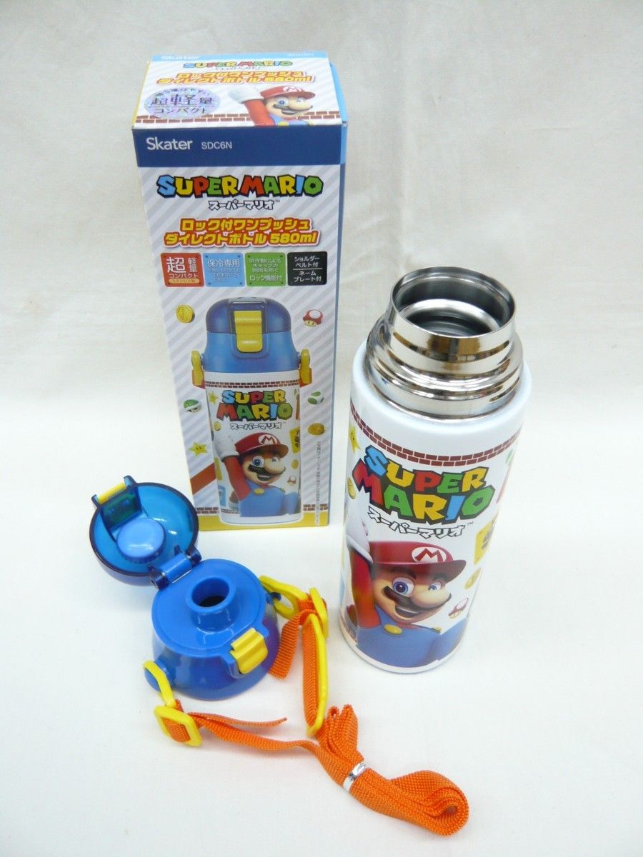『スーパーマリオ 23』ロック付ステンレスボトル 580ml 保冷専用 水筒