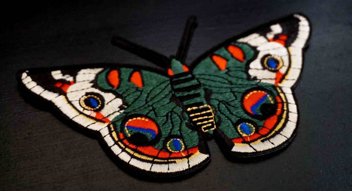 軍綠蛾 希少蝶 ■激渋『Butterfly .蝶』レトロデザイン◆刺繍ワッペン■ミリタリー オートバイ バイク 単車 ハーレー【DIY リメイク】開運_画像3