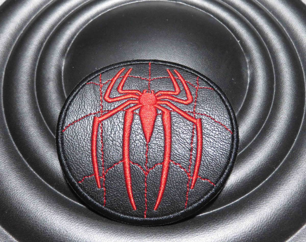 人工革　■黒 円型◆新品未使用　スパイダー　蜘蛛　SPYDER　刺繍ワッペン（パッチ）◆◇サバゲー・コスプレ・ミリタリー◎　■