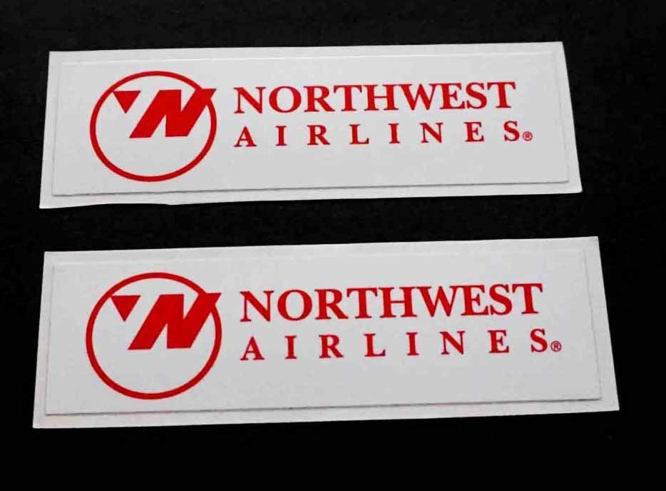 ■《２枚セット》■（長方形 ）■ノースウエスト航空NORTHWEST AIRLINES ステッカー■エアライン 飛行機■海外旅行 留学 出張 スーツケース_画像1