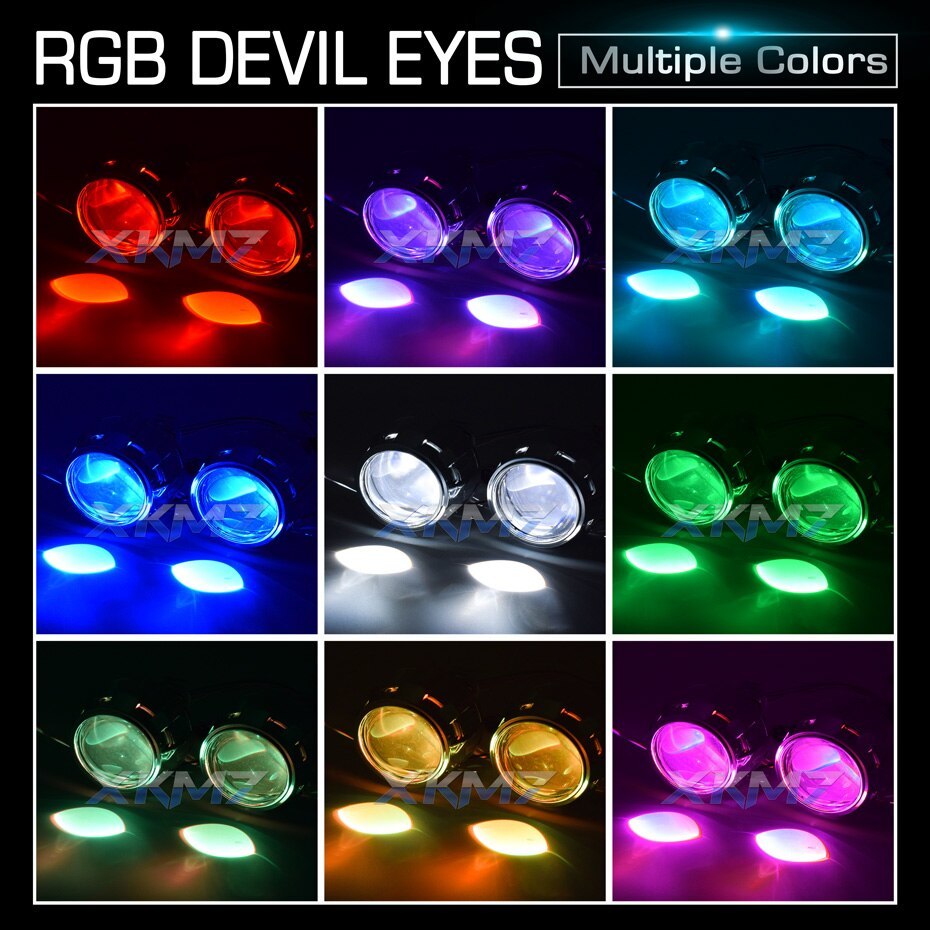 悪魔目悪魔目RGBヘラ 3R G5/WSTプロジェクターヘッドライトレンズレトロフィットBLUETOOTHアプリ制御ライトDIY_画像3