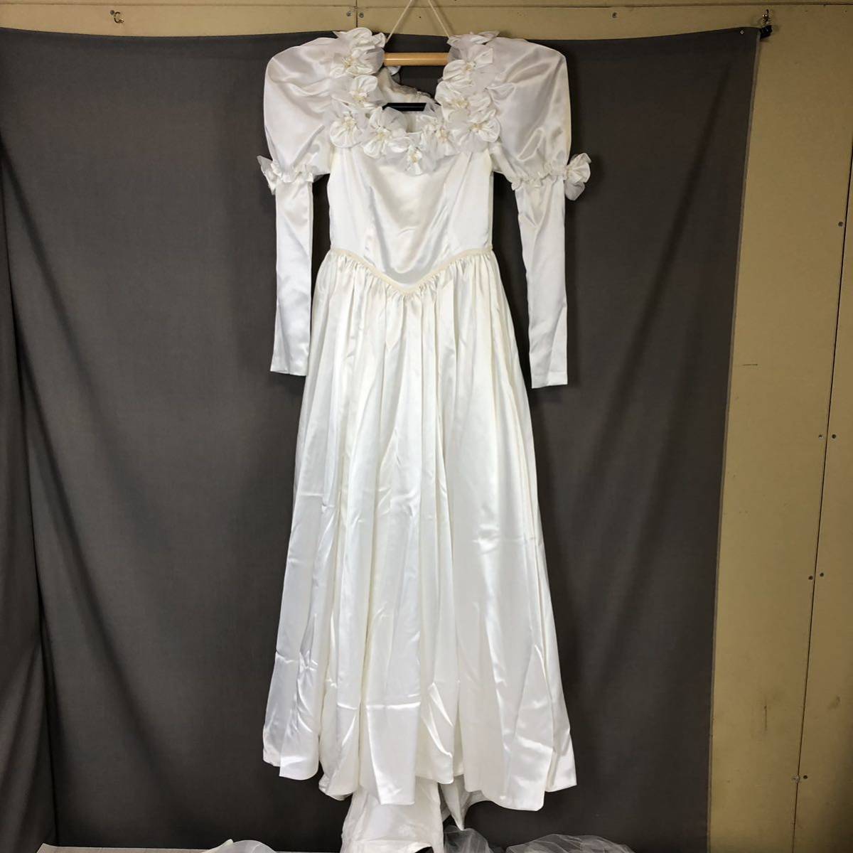 O476】ウエディングドレス ロングドレス イベント 会 フォーマル ドレス レース ホワイト 白　衣装 リメイク　レトロドレス　仮装　布