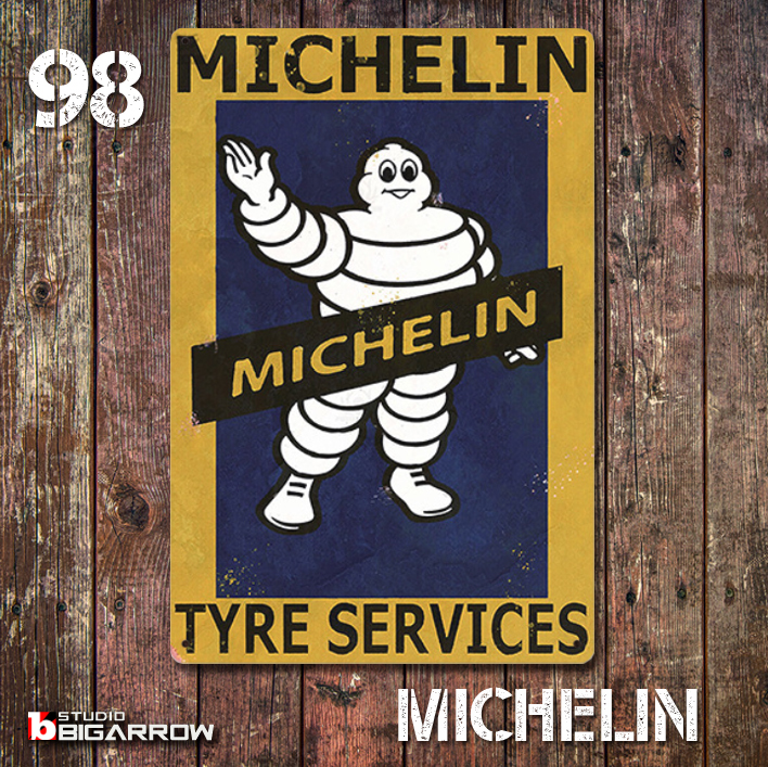 98 ブリキ看板 20×30㎝ MICHELIN ミシュラン ビバンダム ガレージ スチール アンティーク アメリカンインテリア 世田谷ベース_画像1