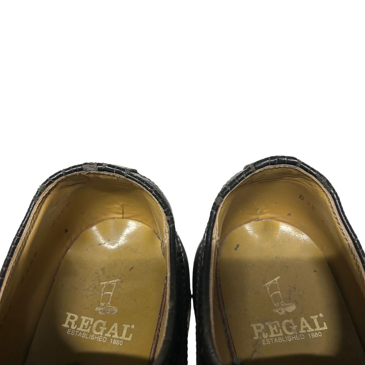 BA386 REGAL リーガル メンズ ビジネスシューズ ウイングチップ 24.5cm ブラック レザー 高級靴_画像9