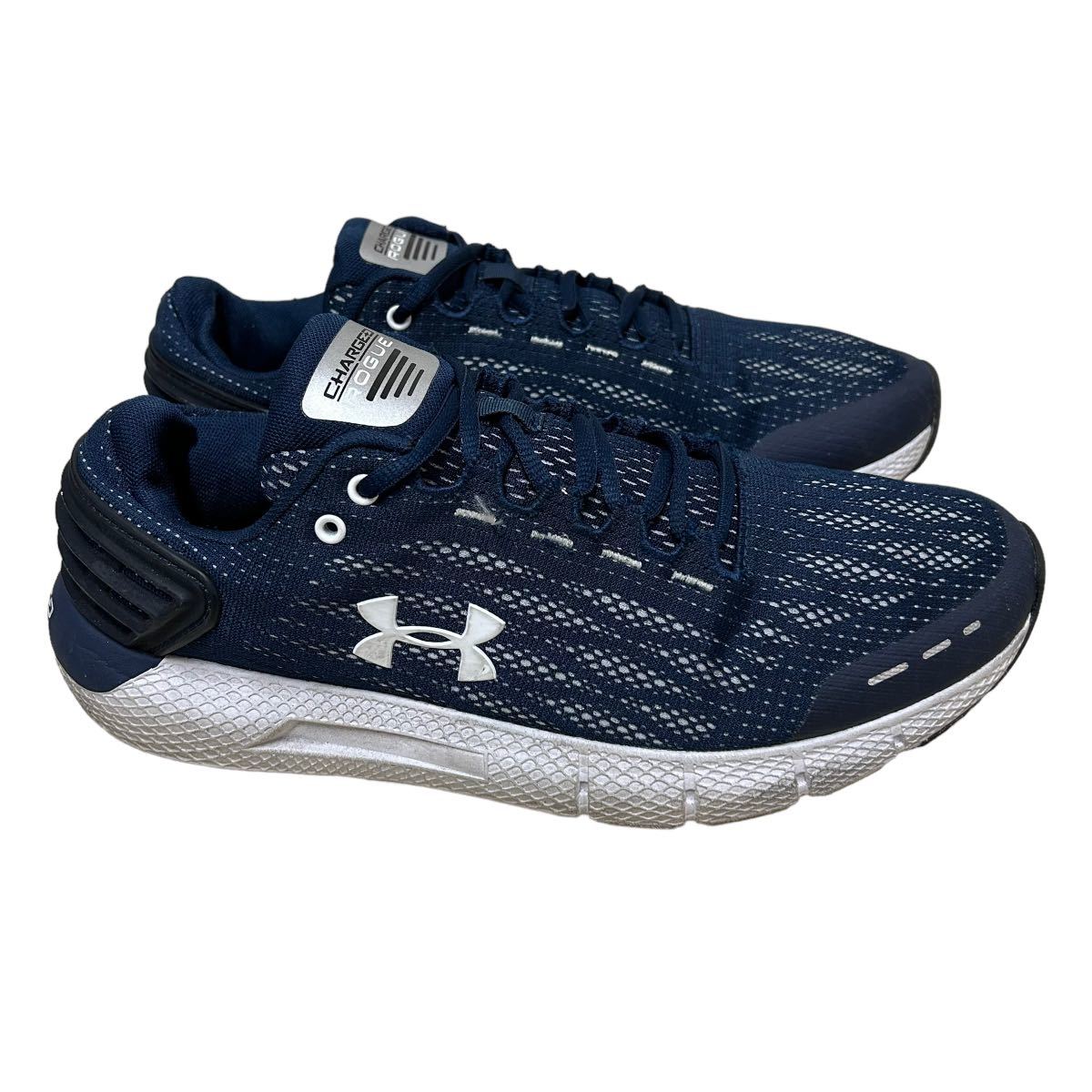 AN153 UNDER ARMOUR アンダーアーマー CHARGED ROGUE メンズ ランニングシューズ スニーカー US9.5 27.5cm ネイビー ホワイト メッシュ_画像3