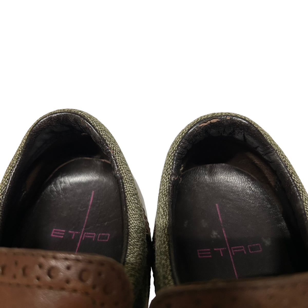 BA558 ETRO Etro lady's walking shoes 34.5 approximately 22cm Brown khaki series velcro 