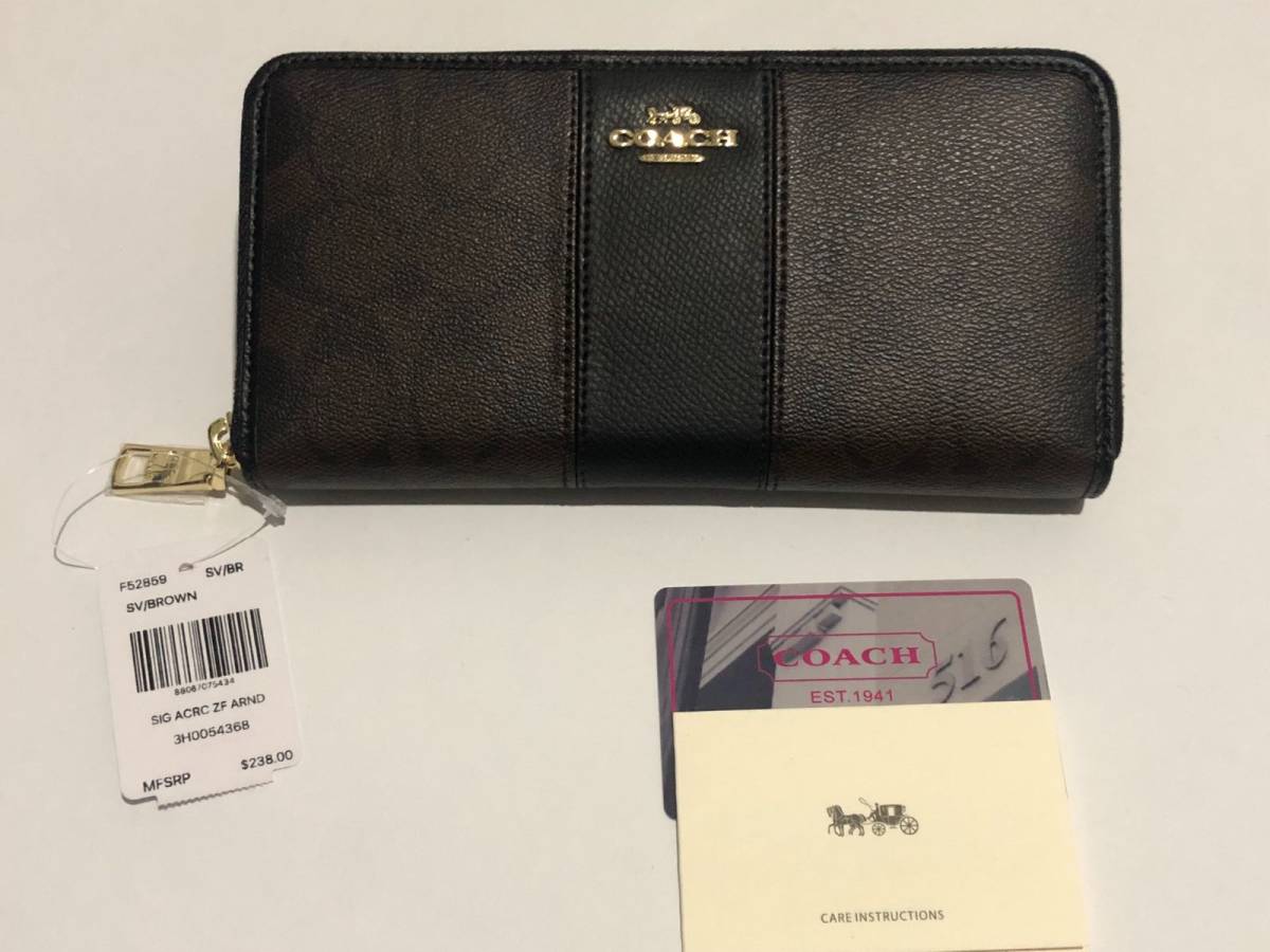 [新品未使用]　COACH長財布　コーチ　F52859 ブラウン 1円スタート_画像1