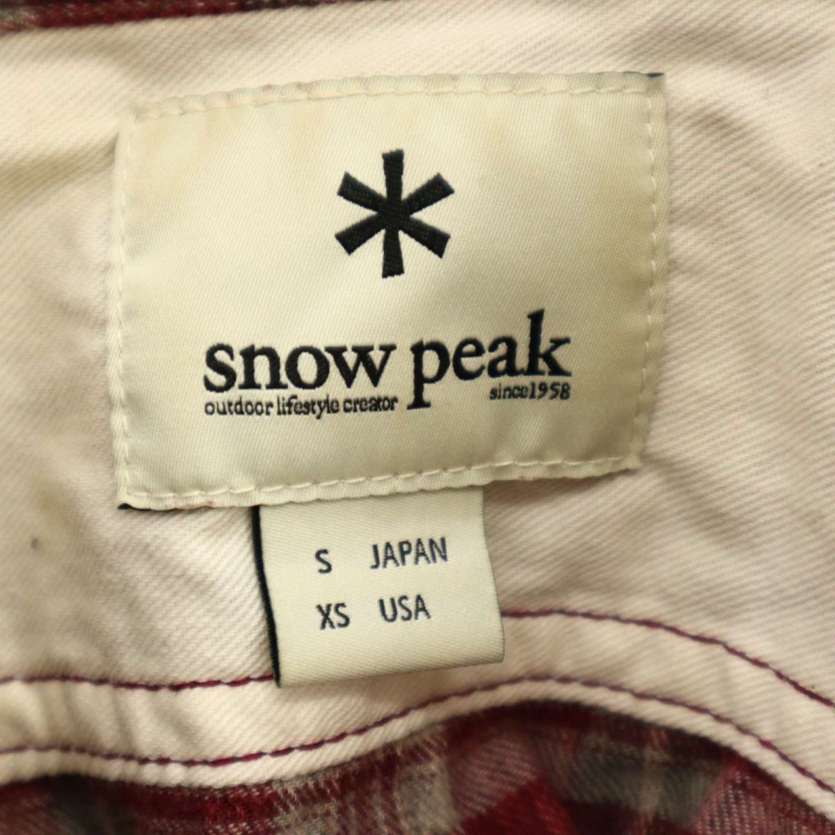 snow peak スノーピーク 秋冬 長袖 ワーク★ チェック ネル シャツ Sz.S　メンズ 日本製　A3T12530_A#B_画像5