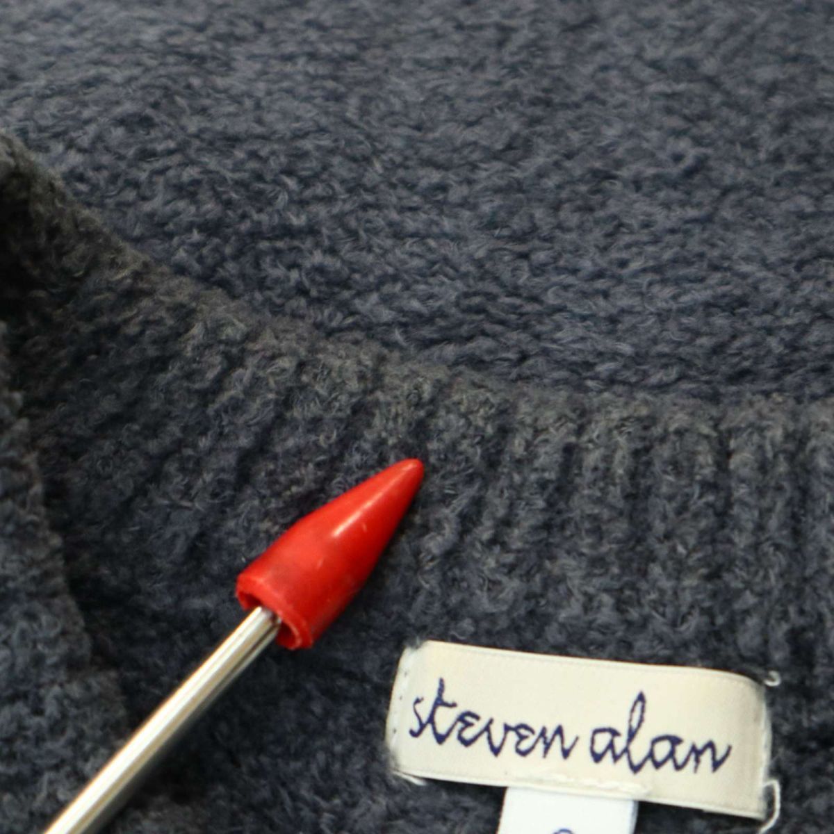 Steven Alan スティーブンアラン 秋冬 T/C STRC CHNL CREWNECK★ 微起毛 コットン ニット セーター Sz.S　メンズ グレー　A3T12659_A#K_画像8