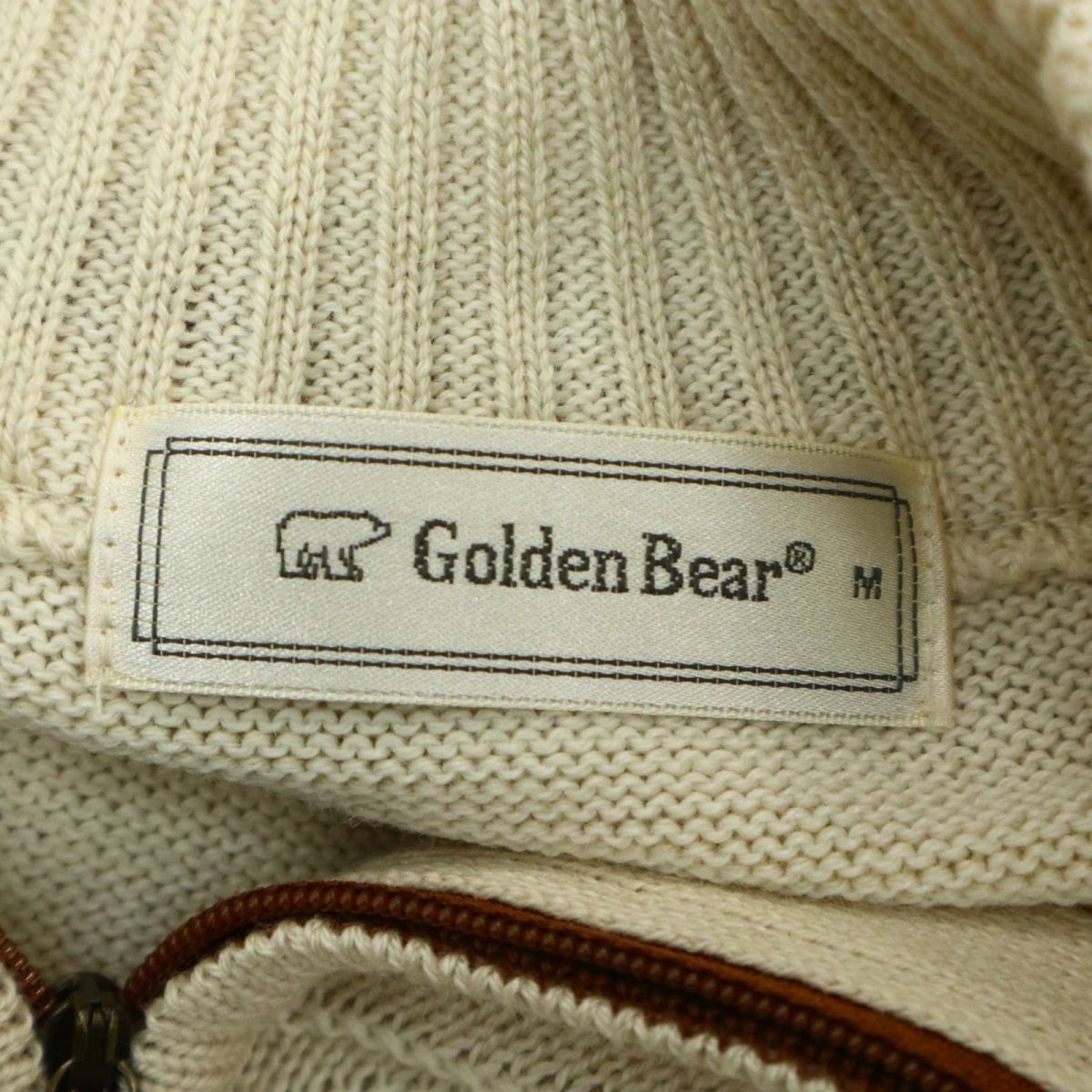【新品 未使用】 Golden Bear ゴールデンベア 秋冬 チェック柄 ウール混 ハーフジップ ニット セーター Sz.M　メンズ 日本製　A3T12937_B#K_画像5