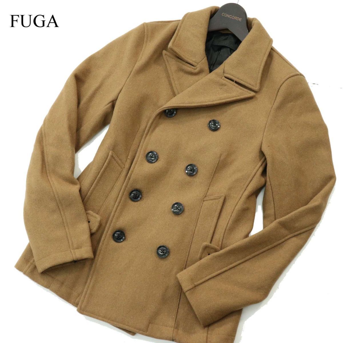 美品★ FUGA フーガ 秋冬 PREEMINENCE★ メルトン ウール Pコート ジャケット Sz.44　メンズ　A3T13066_B#N_画像1