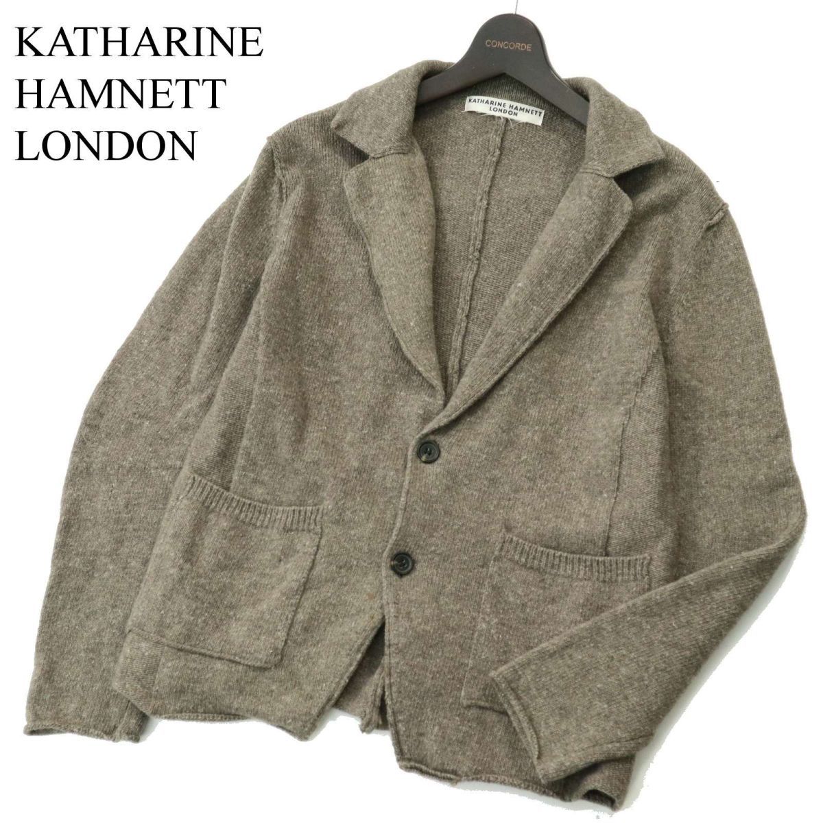 KATHARINE HAMNETT LONDON Katharine Hamnett осень-зима * вязаный жакет кардиган Sz.S~M ранг мужской серый A3T13062_B#K
