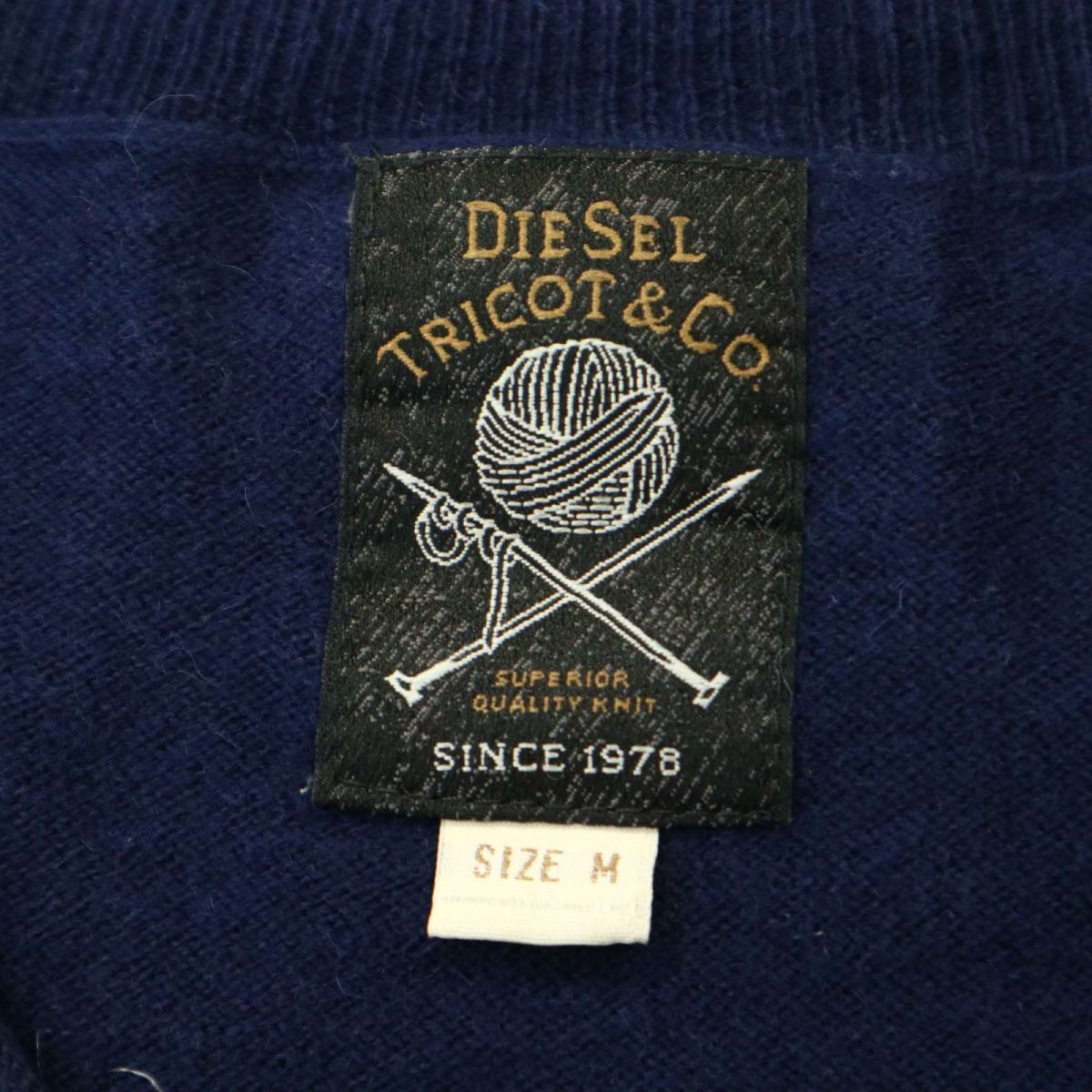 DIESEL ディーゼル 秋冬 ウール混★ ライン ニット セーター Sz.M　メンズ ネイビー　A3T13156_B#K_画像6