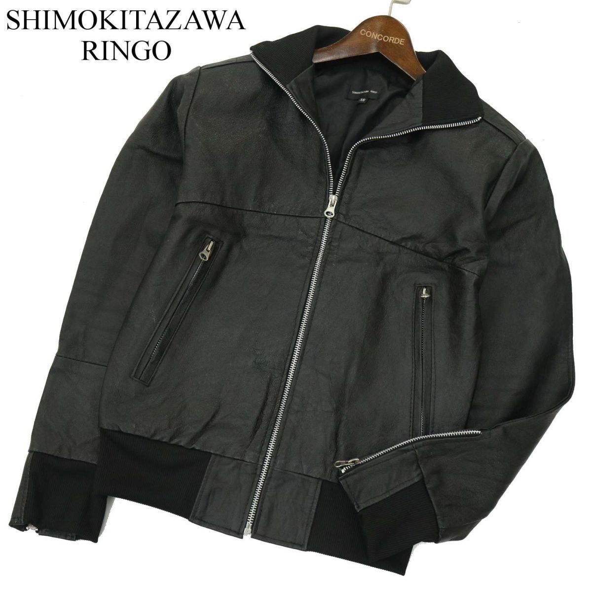 SHIMOKITAZAWA RINGO シモキタザワリンゴ 秋冬 本革 リアル レザー★ ライダース ジャケット ブルゾン Sz.XS　メンズ 黒　A3T13567_B#N_画像1