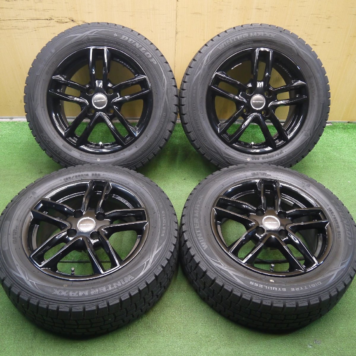 [送料無料]バリ溝！9.5分★プジョー 等 EUROTECH 185/65R15 スタッドレス ダンロップ ウインターマックス WM01 PCD108/4H★3062604Hス_画像1