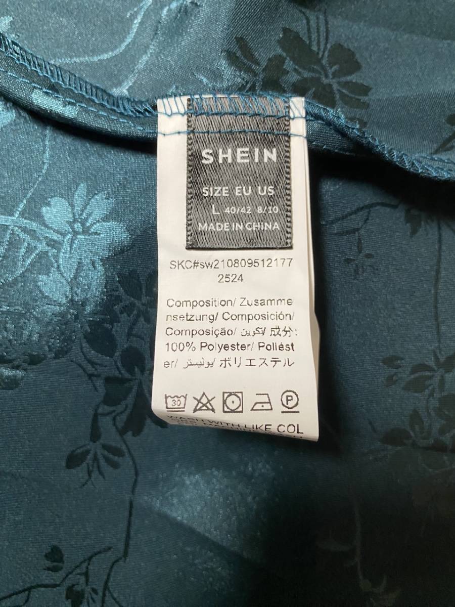 ★未使用品★ SHEIN　ティールグリーンの花柄ロングワンピース_画像4