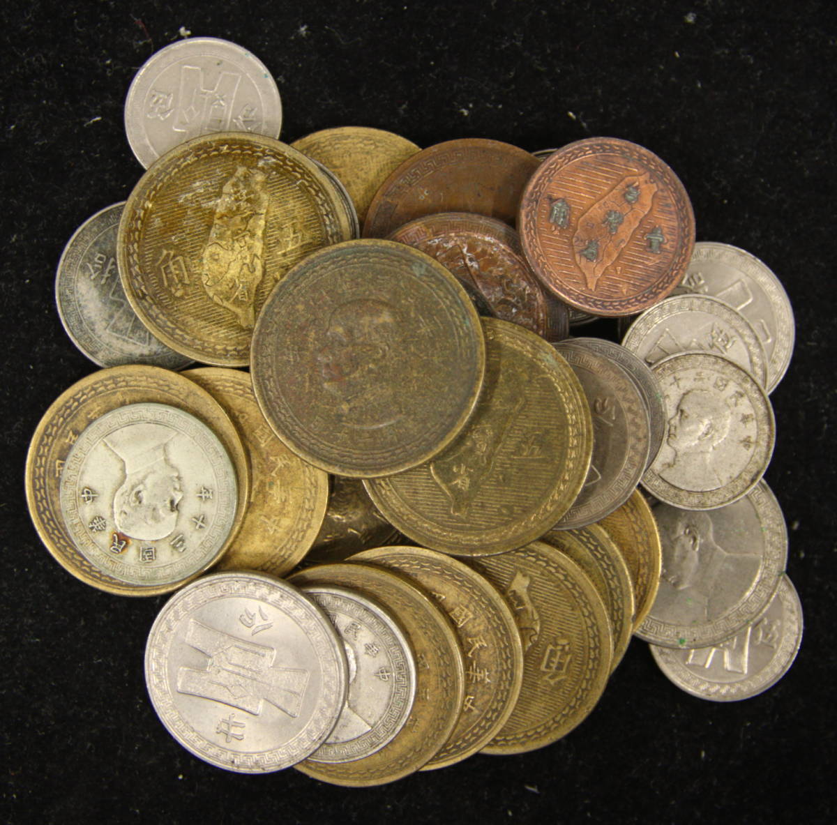 中華民国 銅貨 白銅貨 五角 壹角 10分 5分 20分 1分 計32枚 まとめて