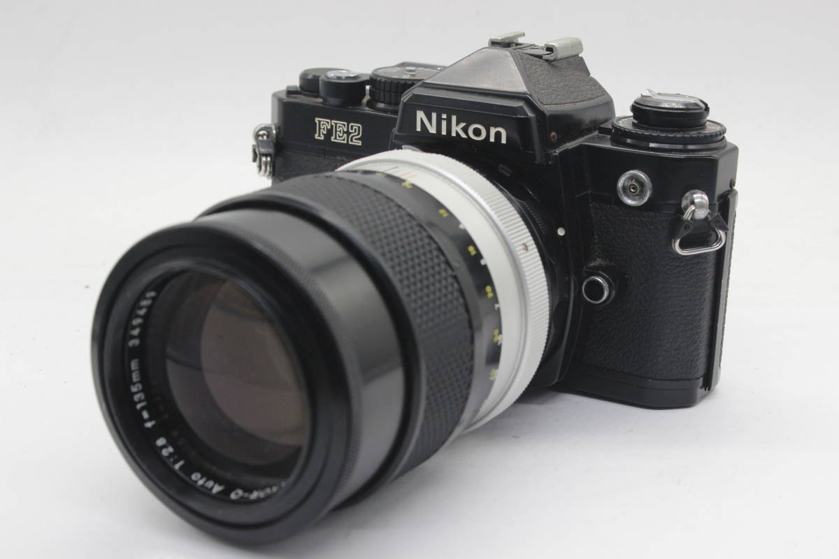 Y281 ニコン Nikon FE2 ブラック NIKKOR-Q Auto 135mm F2.8 説明書付き ボディレンズセット ジャンク_画像2
