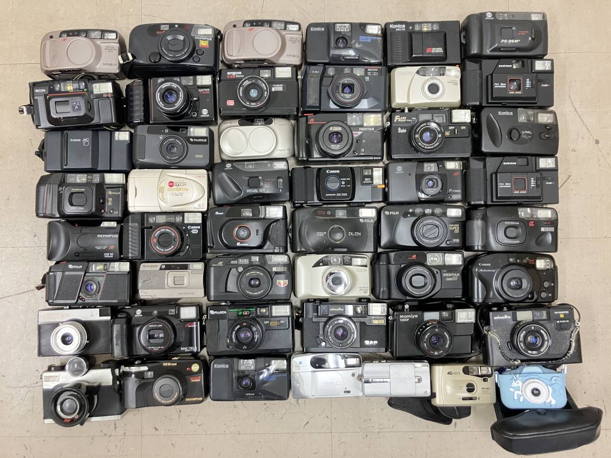 【大量45個以上】 コニカ ミノルタ 富士フィルム 等 コンパクトカメラ ソフトケース付き 等 大量 まとめ ジャンク D87_画像1
