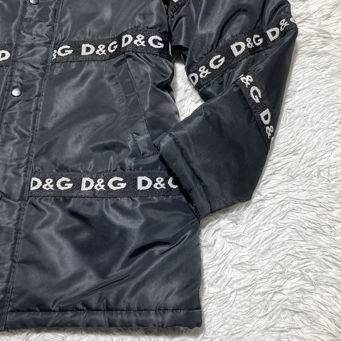 ドルチェ＆ガッバーナ【超絶希少！！XXLサイズ】DOLCE&GABBANA ファーダウンコート コーチジャケット ロゴ ブラック 黒 ボア 中綿 D&G_画像4