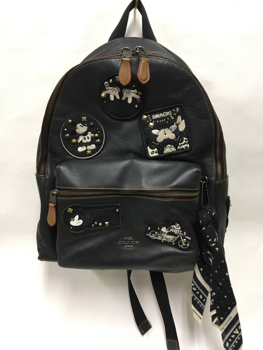 1円 COACH コーチ F59375 ディズニーコラボ レザー ミッキーマウス リュックサック バックパック 中古_画像1