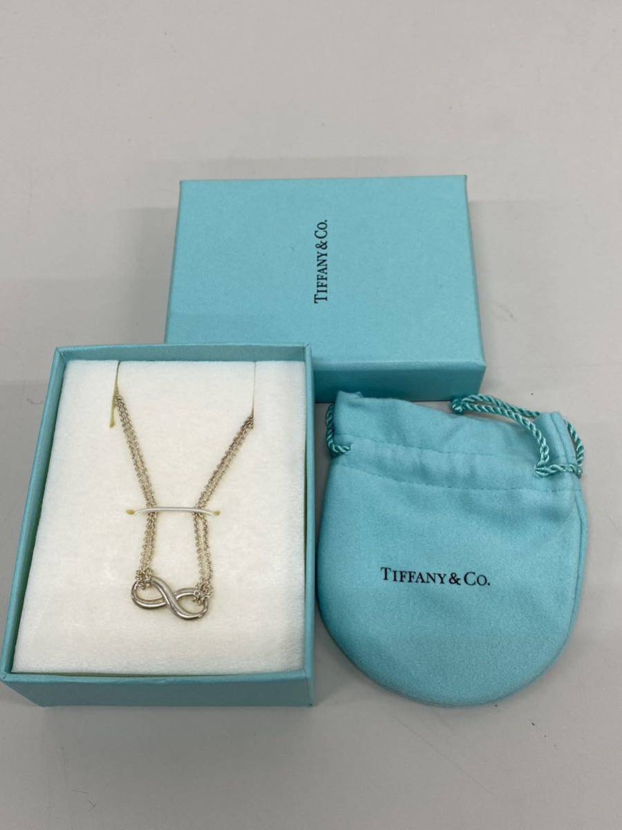 1円～ TIFFANY＆Co ティファニー インフィニティ SV925 ダブルチェーン ネックレス ペンダント アクセサリー レディース シルバー_画像7