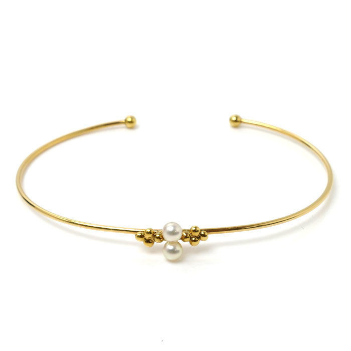 とっておきし福袋 バングル イエローゴールド K18YG ミキモト MIKIMOTO パール約3.6~3.7mm 中古 レディース 4.1g ブレスレット、バングル
