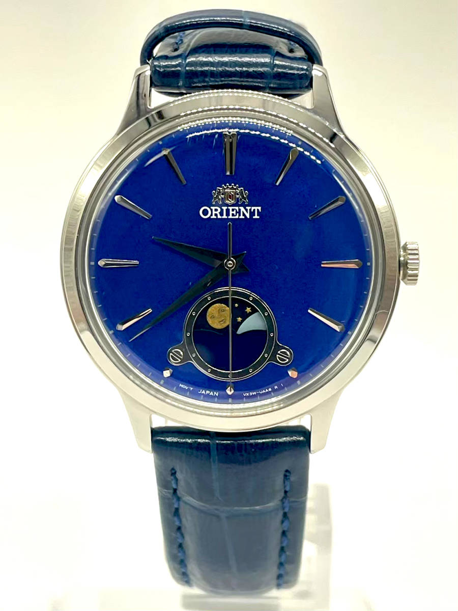 1円スタート【 ORIENT / オリエント 】★ サン＆ムーン ★ RA-K0004AIOB ★ 海外モデル ★ 34mm ★ ベルト12mm-18mm ★ ネイビー★ _画像1