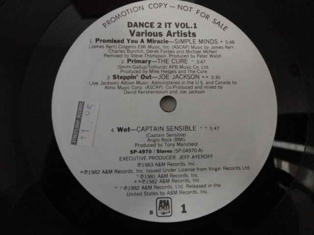 VA - Dance 2 It Vol. 1 レアオリジナル原盤 PROMO12EP NEW WAVE名曲 コンピ The Cure / Joe Jackson / Police / Human League / Falco収録_画像2