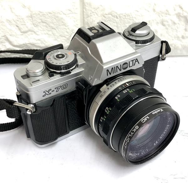 MINOLTA ミノルタ X-70 一眼レフフィルムカメラ MC ROKKOR-PF 1:1.7 f=55mm レンズ Kenko MC SLYLIGHT [1B] 52mm シャッターOK fah 11S021_画像1