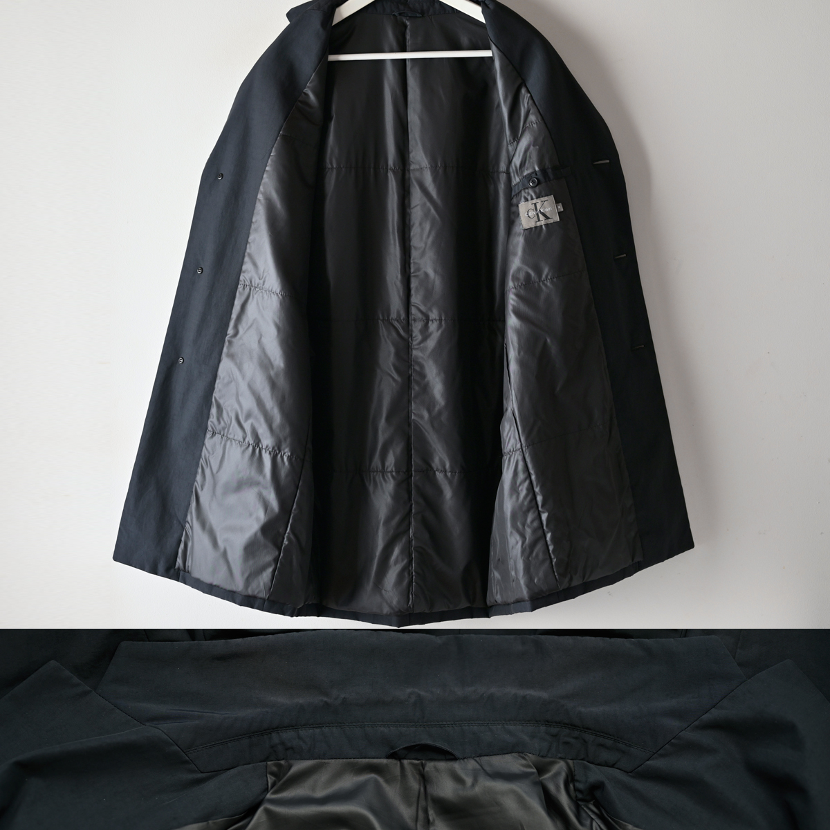00s Calvin Klein カルバンクライン ナイロン チェスターコート 中綿 ブラック M 日本製 / ヴィンテージ 90s USA アメカジ_画像7