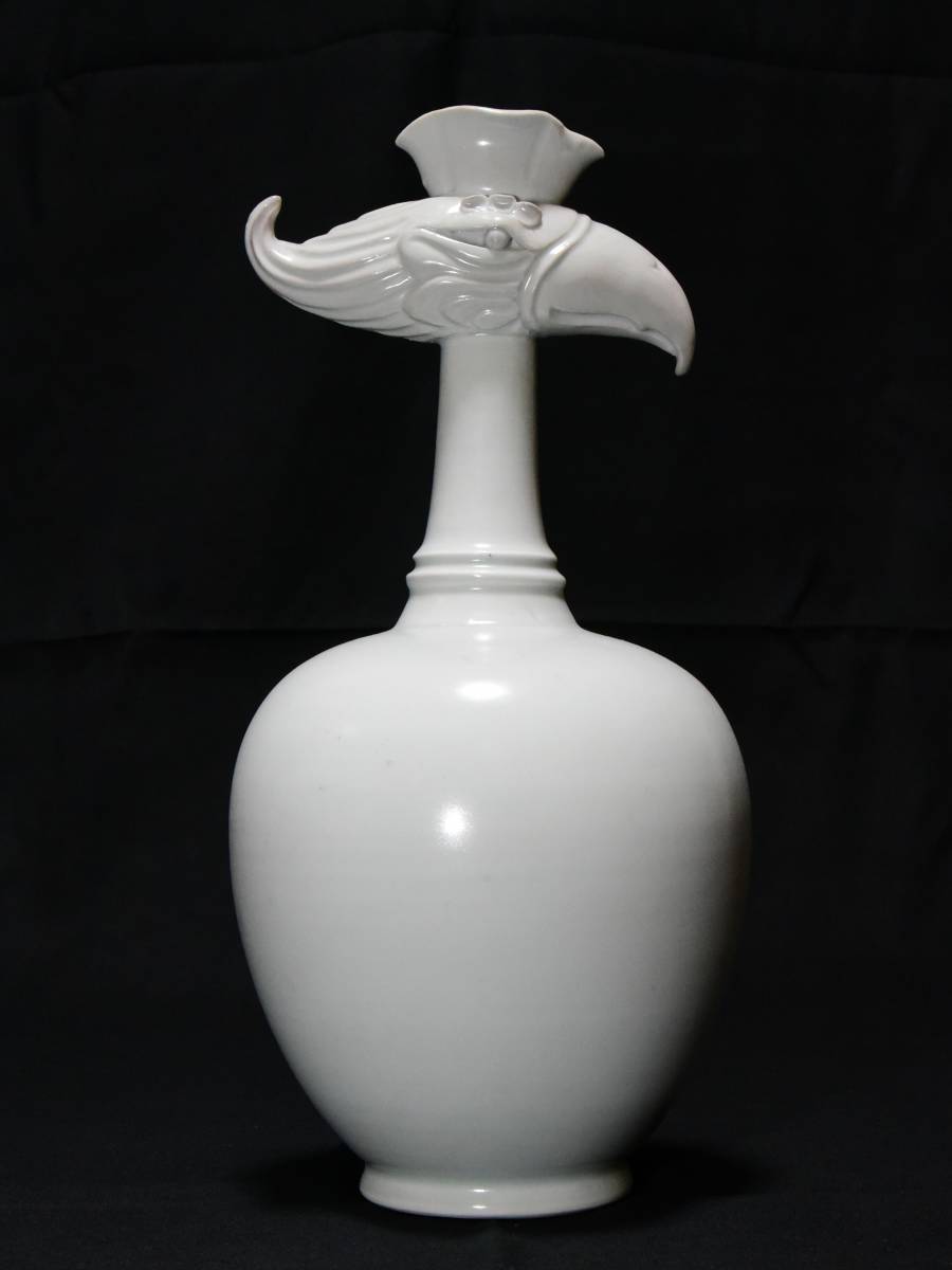 中国美術 古玩 宋代 青白磁 影青 鳳凰首瓶 壺 古陶器 花瓶 茶道具 花生 飾り 花器 インテリア 置物 高さ34.3cm_画像2