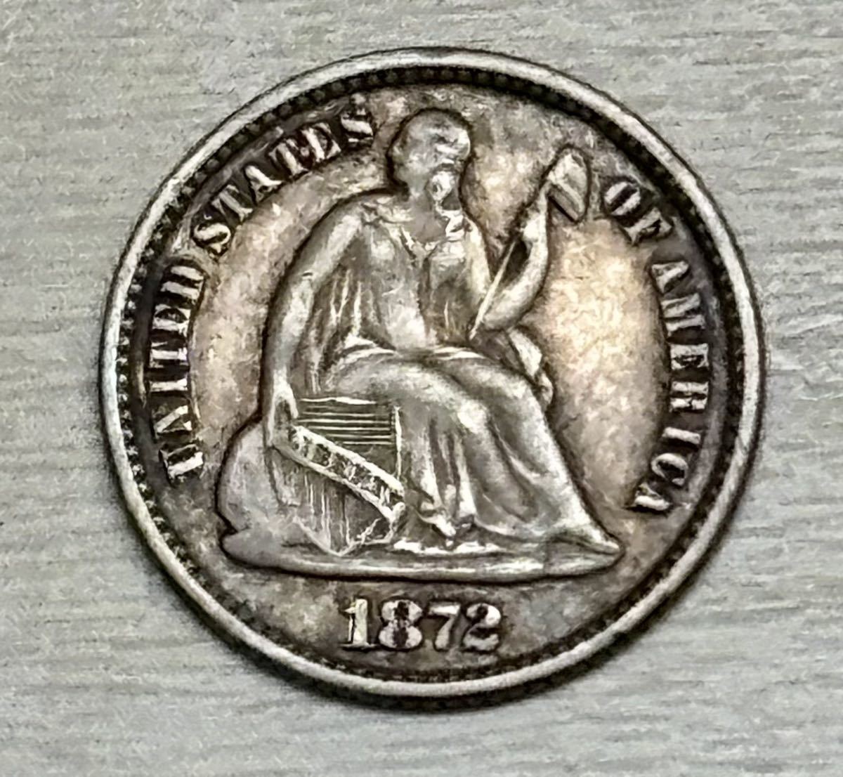 【アメリカ銀貨】(1872年銘 1.3g 直径15mm)_画像1