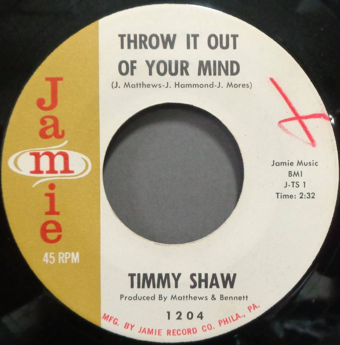 【SOUL 45】TIMMY SHAW - THROW IT OUT OF YOUR MIND / A LETTER FROM MY BABY (s231114022) _画像1