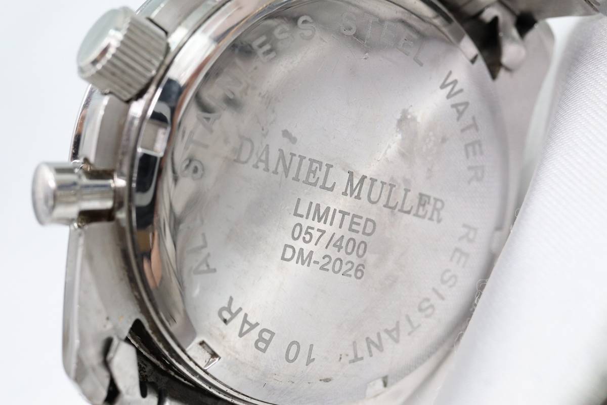 【W98-2】動作品 電池交換済 DANIEL MULLER ダニエルミューラー クロノグラフ 腕時計 DM-2026 メンズ【送料全国一律185円】_画像8