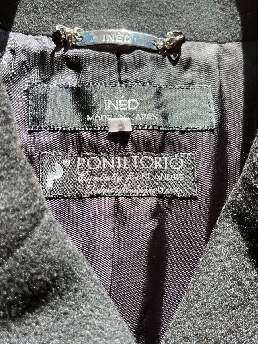 INED PONTETORTO イタリア製高級ウール　Aラインコート　カシミヤ混　カシミア混　 ウール ブラック 黒 アウター