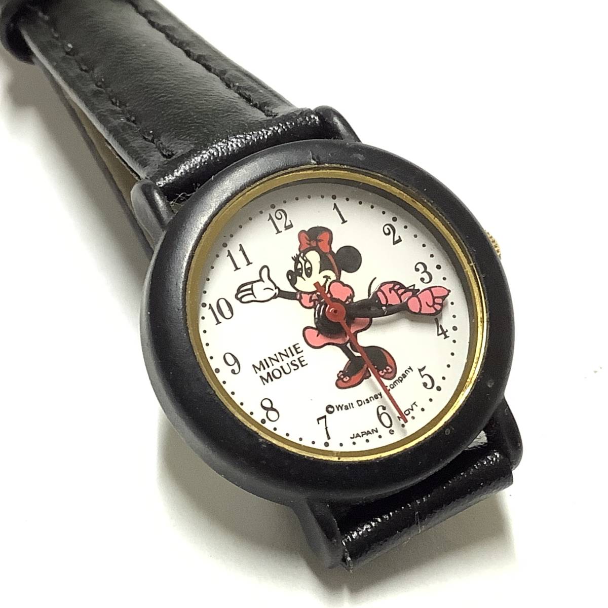 [ Showa Retro * Vintage, батарейка & заменен ремень ] сделано в Японии Disney Disney Minnie Mouse наручные часы герой часы 