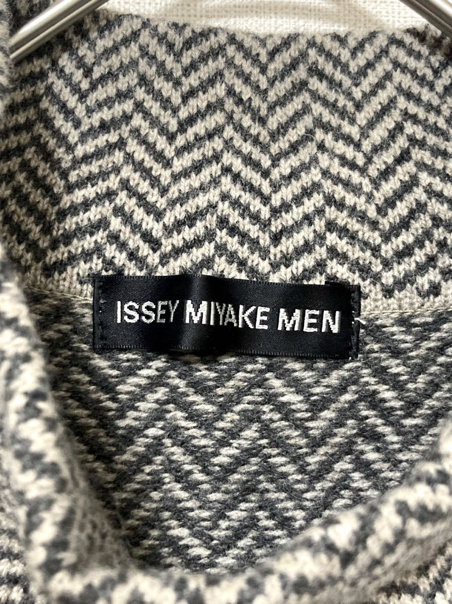 イッセイミヤケメン　issey miyake MEN ウール　ハイネック　ヘリンボーン　ニット　セーター　メンズ 総柄　切り替え　バイカラー　M_画像5