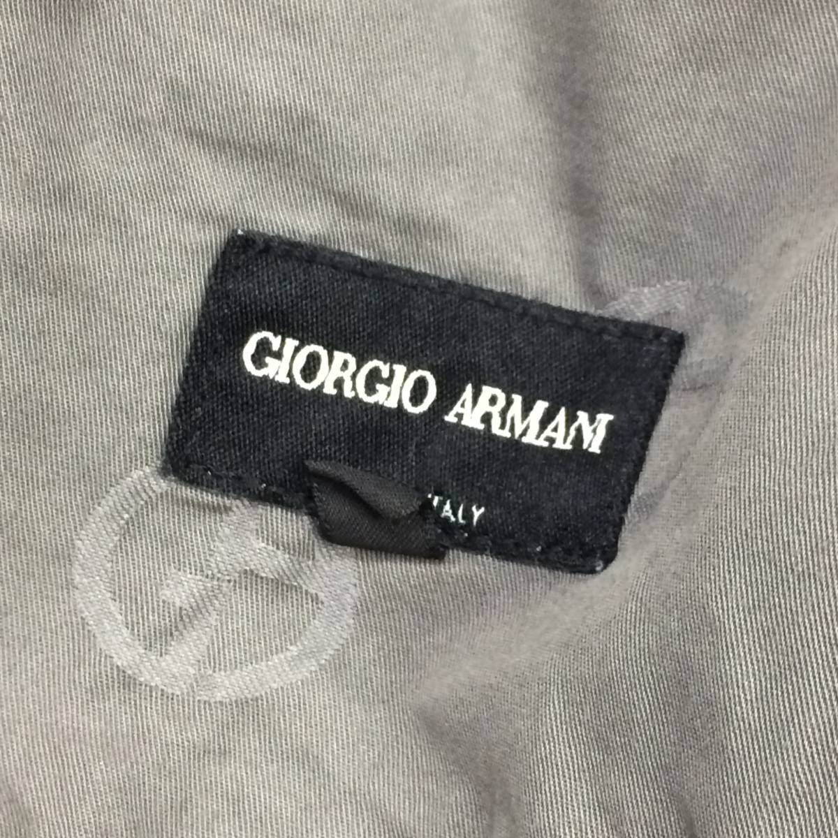 伊製 黒タグ GIORGIO ARMANI ジョルジオ アルマーニ thick cotton 厚手コットン GAロゴ レザーループ ノータック コーデュロイ パンツ 31 _画像10