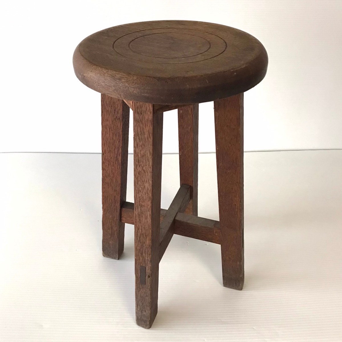 木製 丸椅子 スツール 昭和レトロ 古道具① - スツール