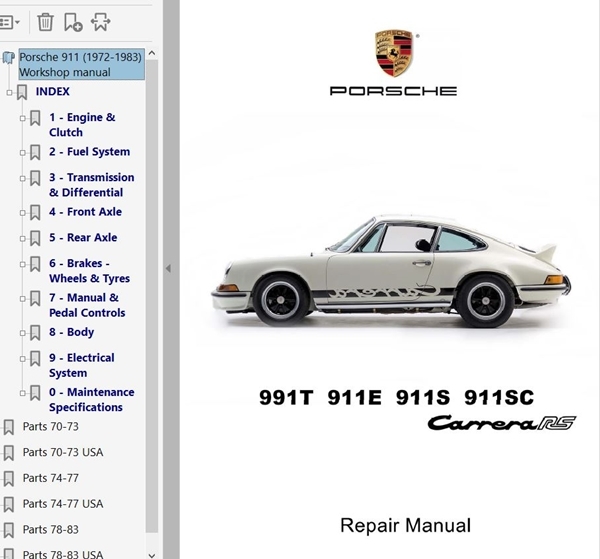 ポルシェ 911 72-83 ワークショップマニュアル Ver2 整備書 パーツリスト 配線図 ボディー 修理書 901 991T 991E 991S 991SC carreraRS _画像1