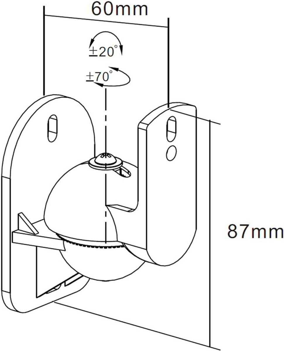 VonHaus 万能壁掛けスピーカーブラケット ブラック 2個セット 耐荷重7.7ポンド 回転および角度調整可能_画像7