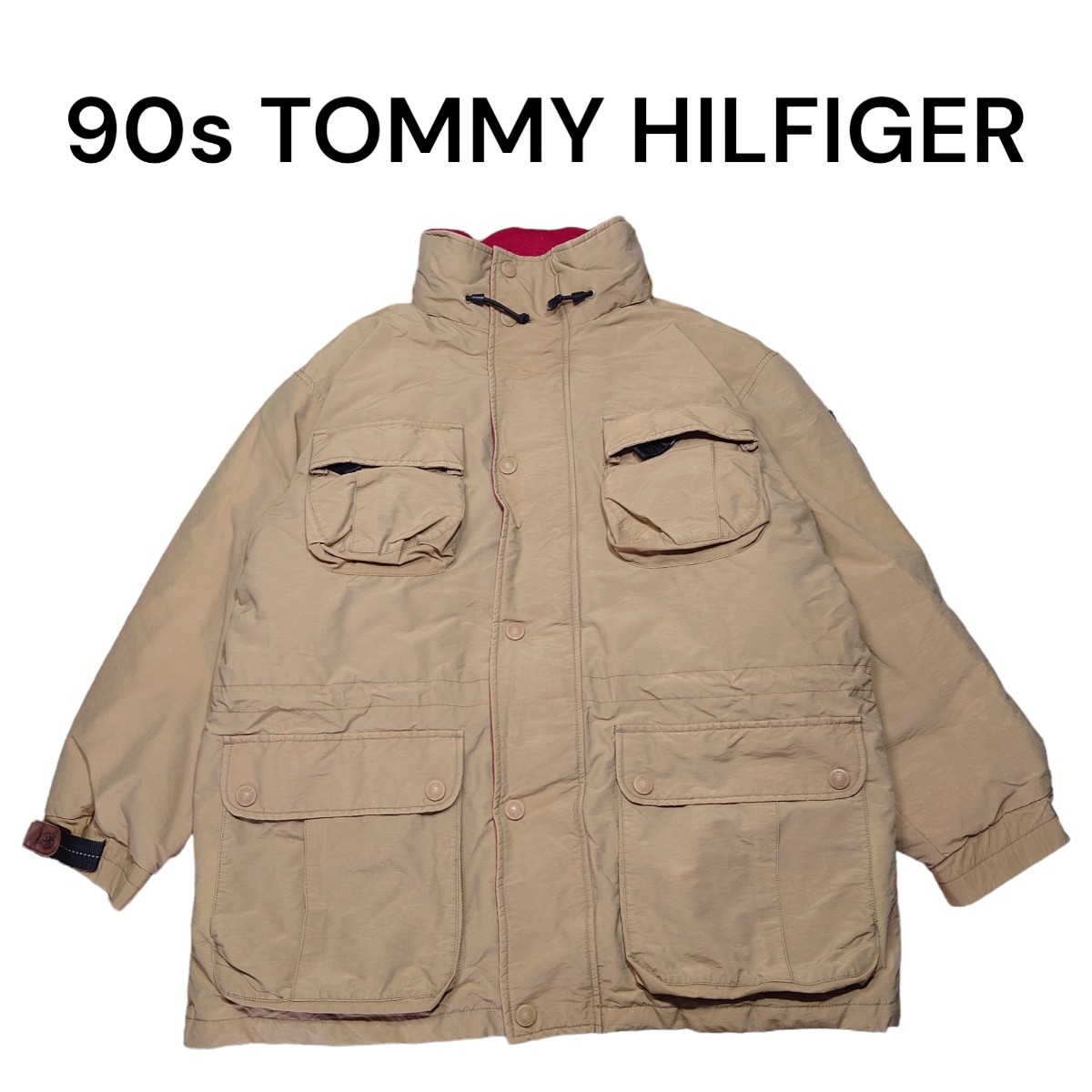 90s トミーヒルフィガー ビッグロゴ刺繍ハンティングダウンジャケット